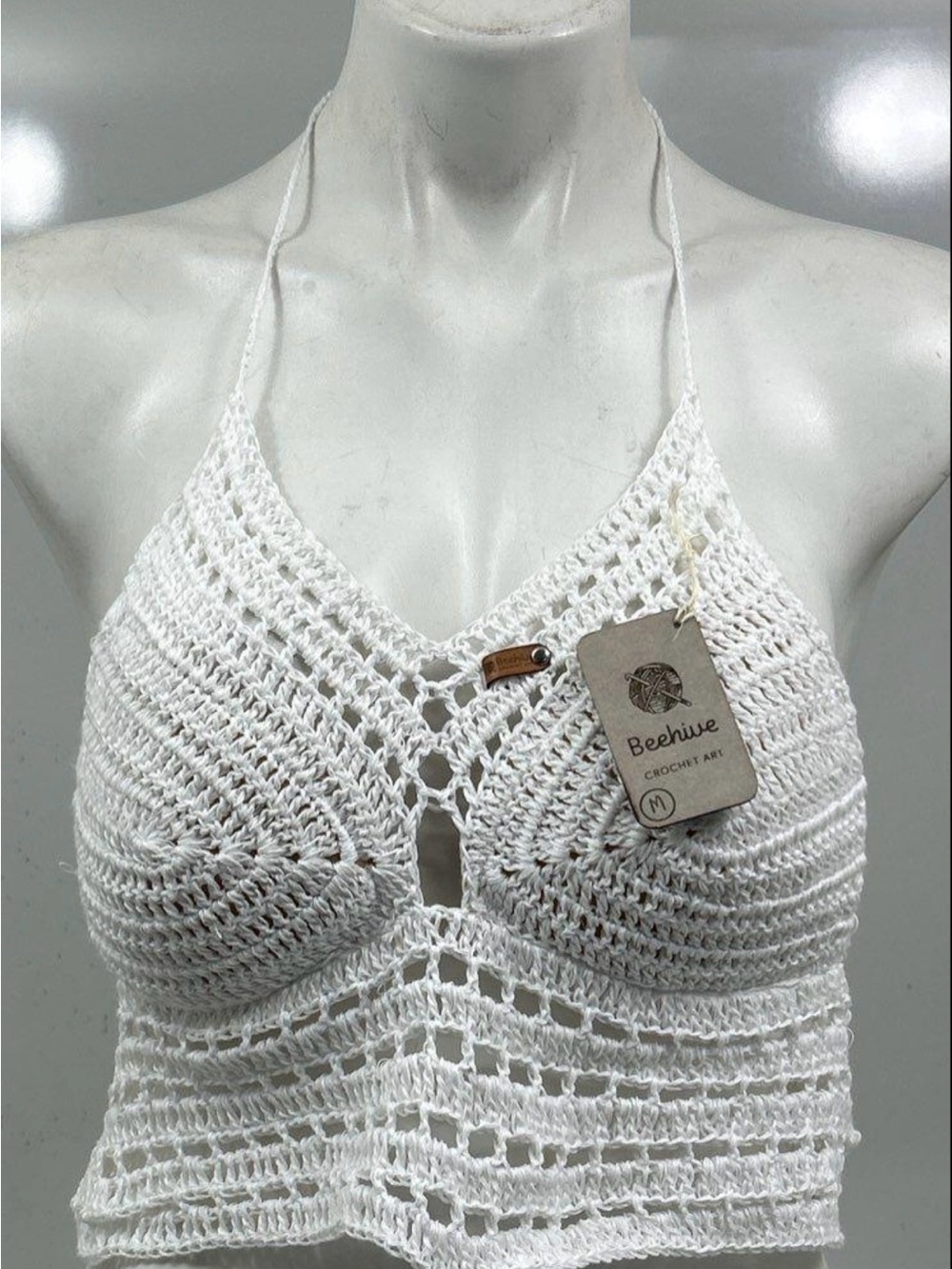 White Crochet Halter Bralette – Women's Intimates